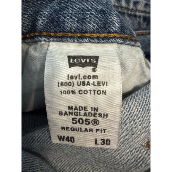 Levi's 505 Jeans Mens Size 40 x 30 Regular Fit Straight Denim Blue - Picture 13 of 14